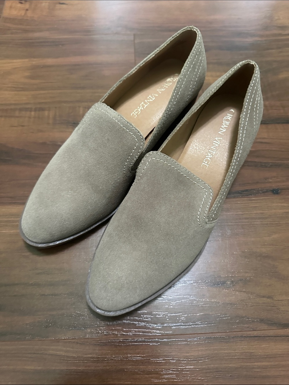 Crown Vintage Suede Slip-On Loafers in Taupe